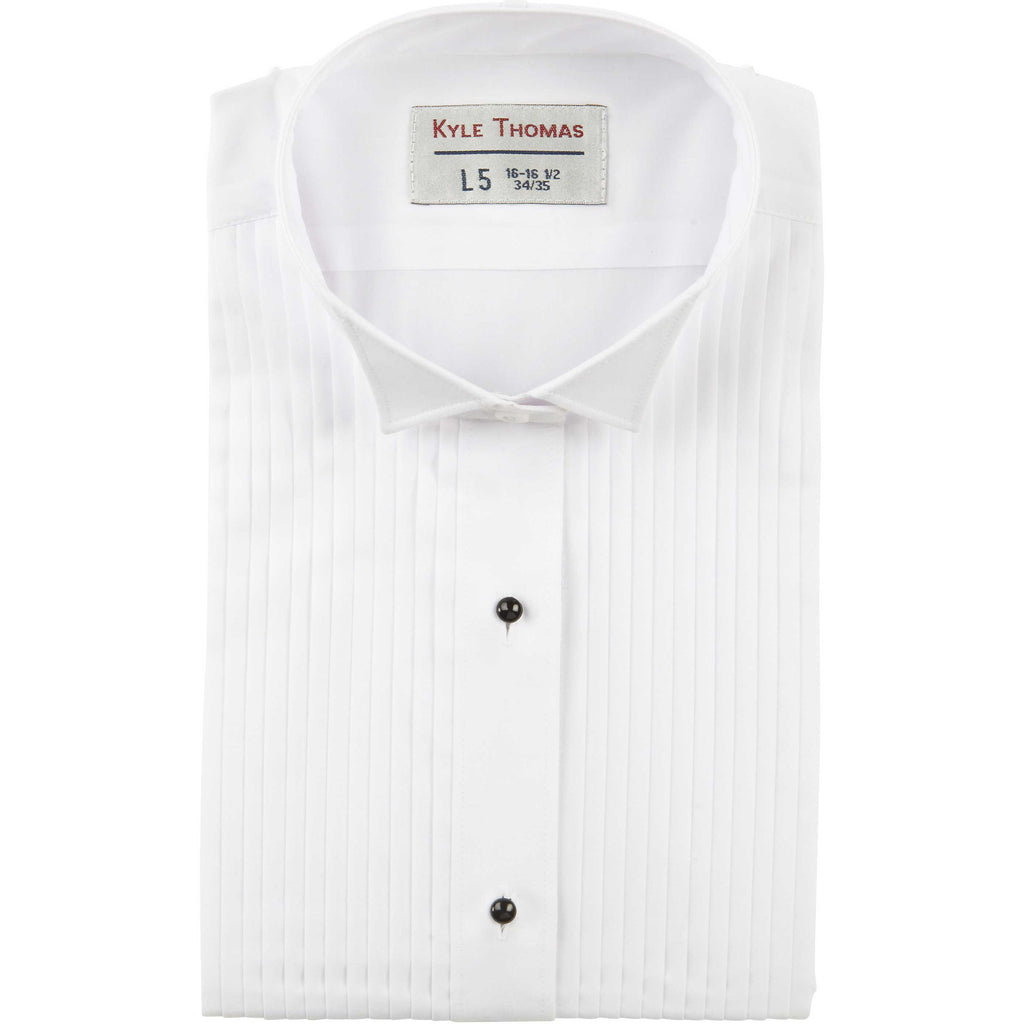 Boys' 1/4" Pleat Wing Collar Tuxedo Shirt B/S White