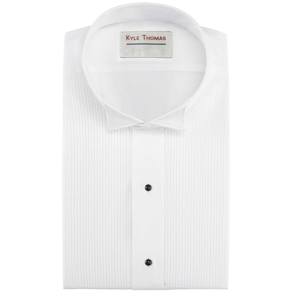 Boys' 1/8" Pleat Wing Collar Tuxedo Shirt B/S White